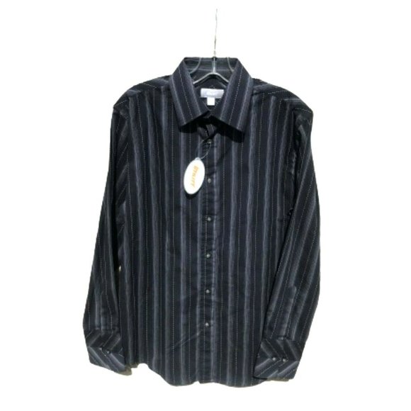 Utility Brand Men's Long Sleeve Button Down Shirt in BLK with Stripes SZ M -NEW - Picture 1 of 9